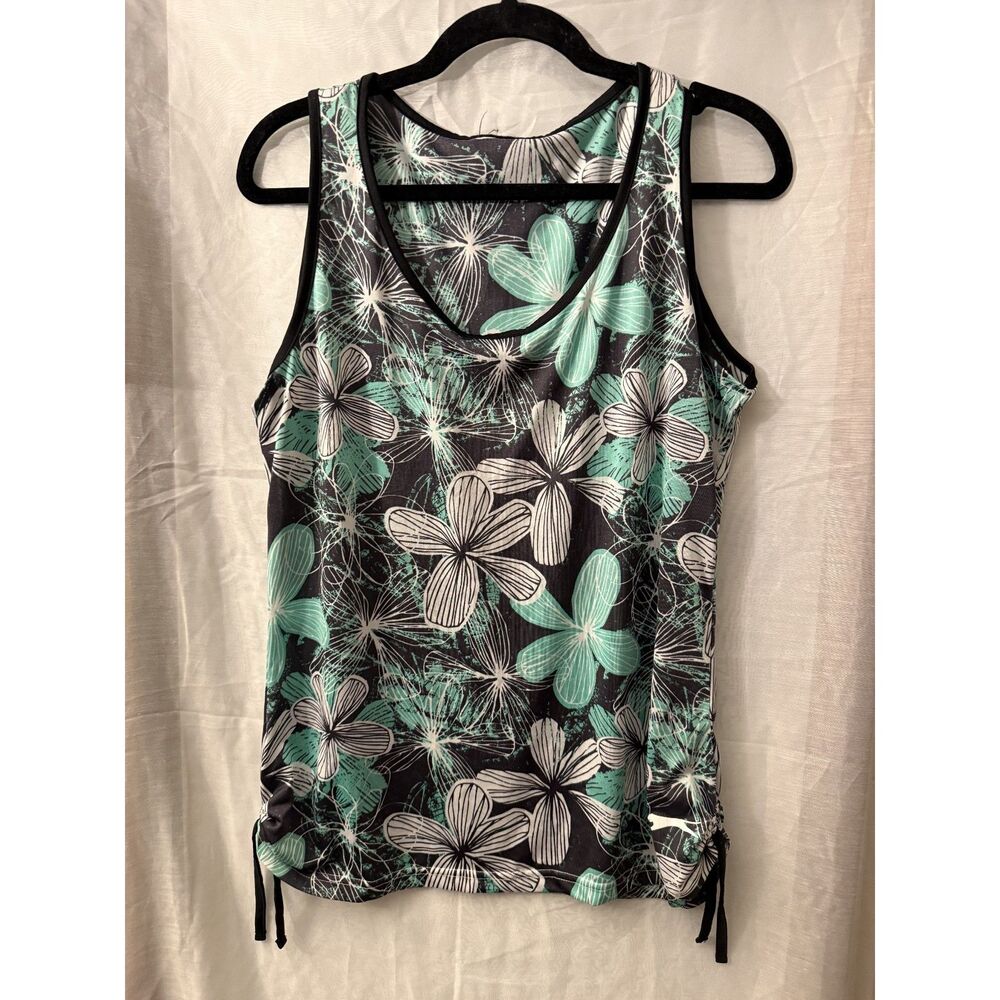 Slazenger Turquoise Floral Ruched Tank Top